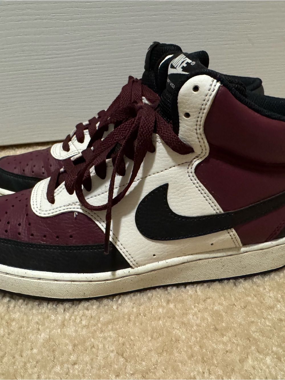 Nike High-Top Sneakers in Burgundy, White & Black